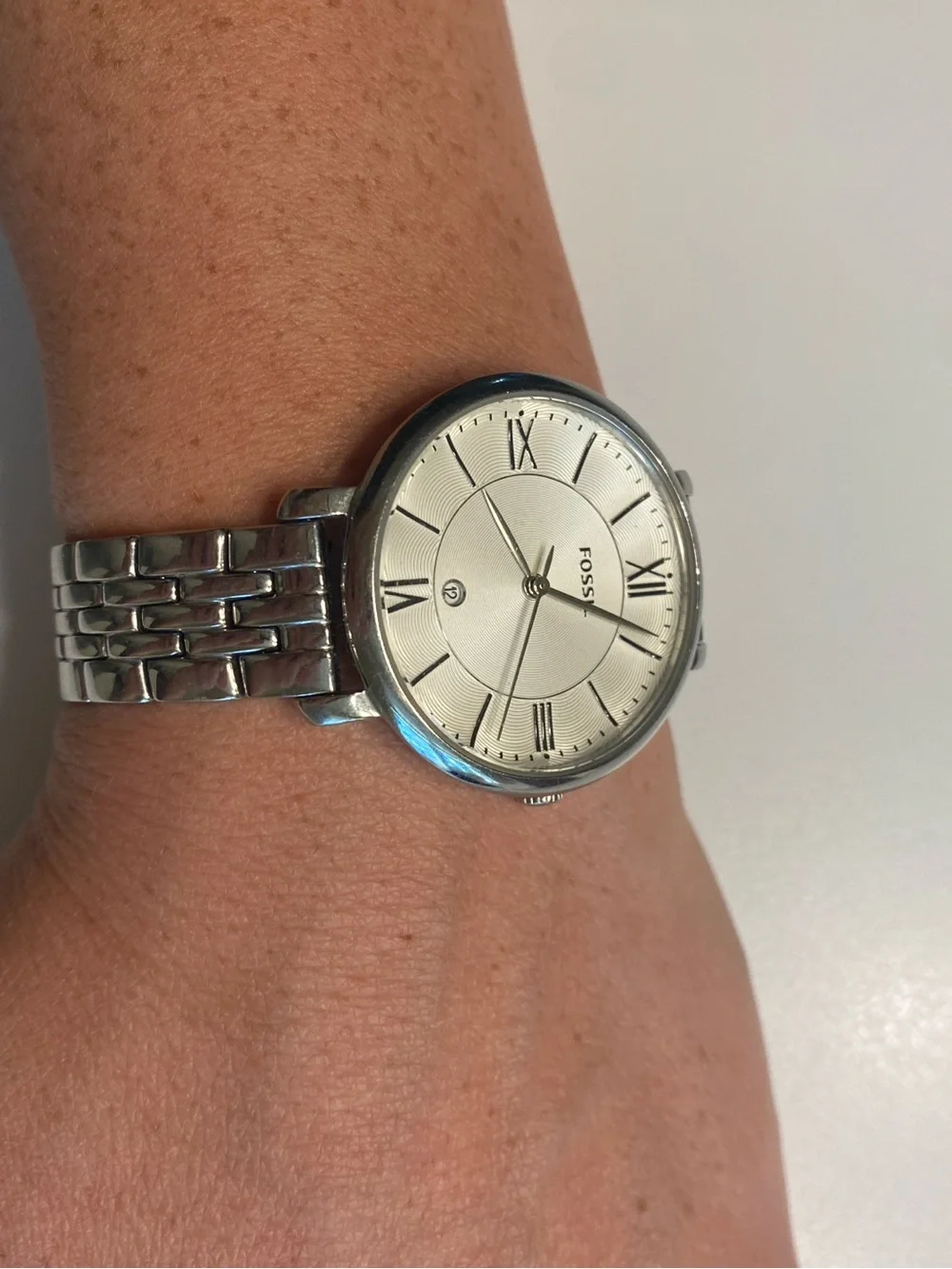 Fossil Silver Tone Women's Roman Numeral Bracelet Watch